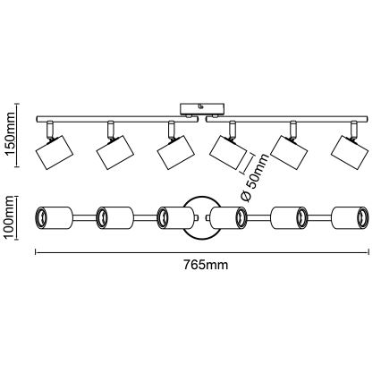 Brilliant - Spotarmatur KERRY 6xE27/40W/230V sort/bambus