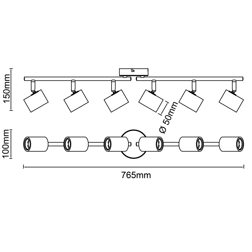 Brilliant - Spotarmatur KERRY 6xE27/40W/230V sort/bambus