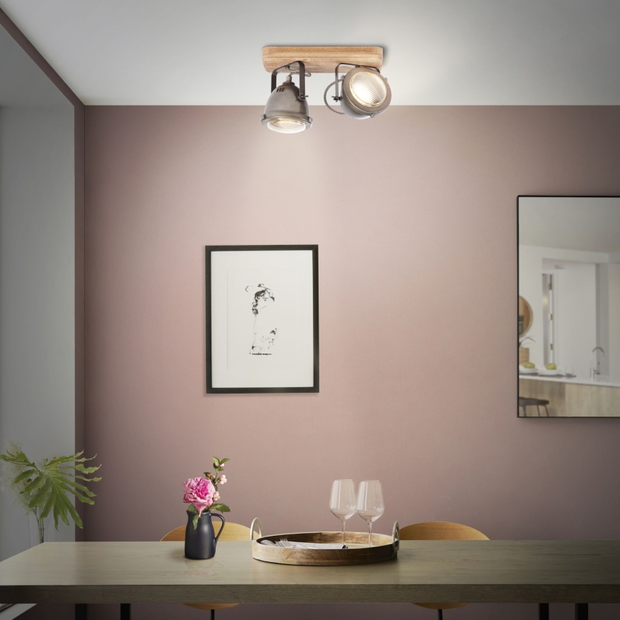 Brilliant - Spotlampe CARMEN WOOD 2xGU10/5W/230V eukalyptus
