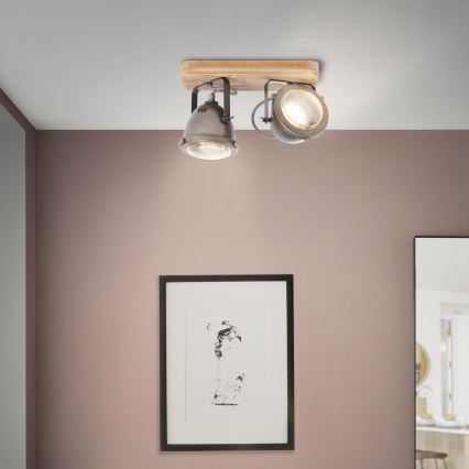 Brilliant - Spotlampe CARMEN WOOD 2xGU10/5W/230V eukalyptus