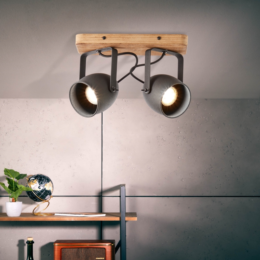 Brilliant - Spotlampe CROWTON 2xGU10/6W/230V fyrretræ