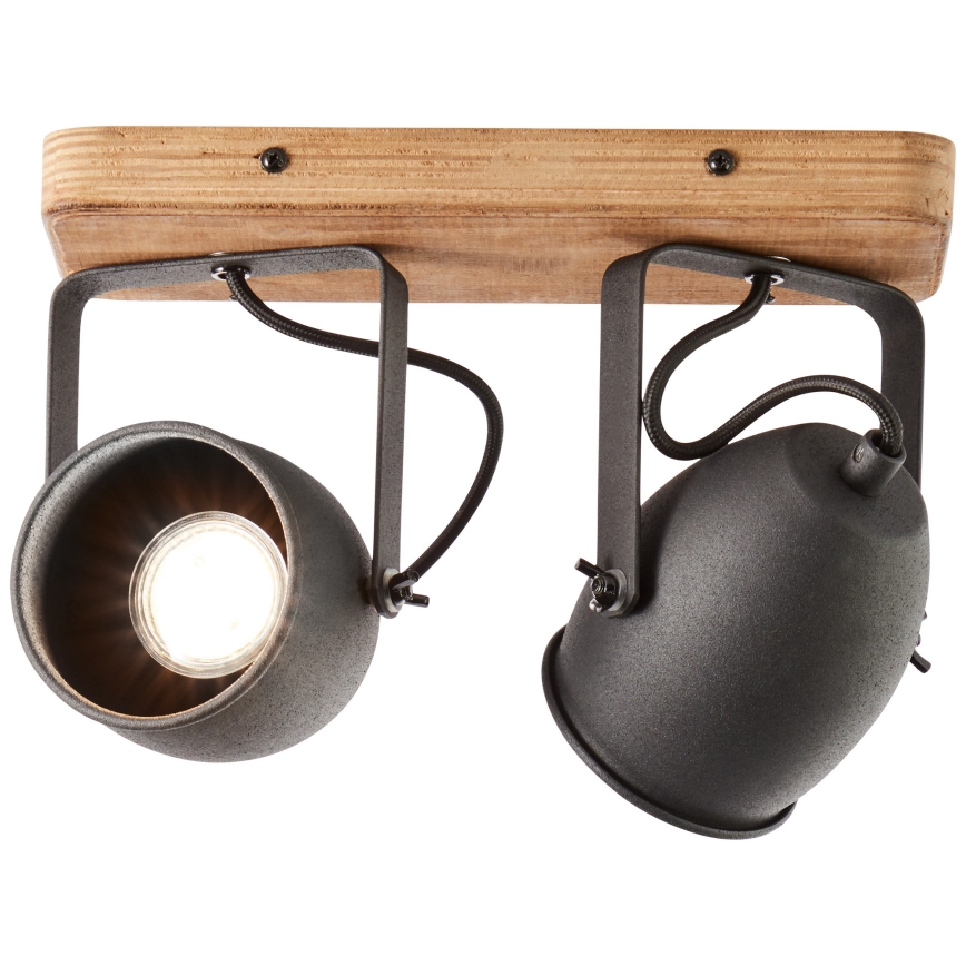 Brilliant - Spotlampe CROWTON 2xGU10/6W/230V fyrretræ
