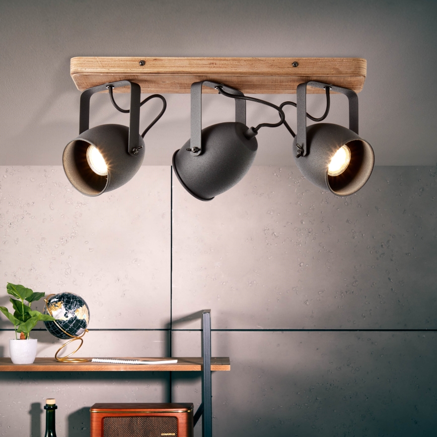 Brilliant - Spotlampe CROWTON 3xGU10/6W/230V i fyrretræ