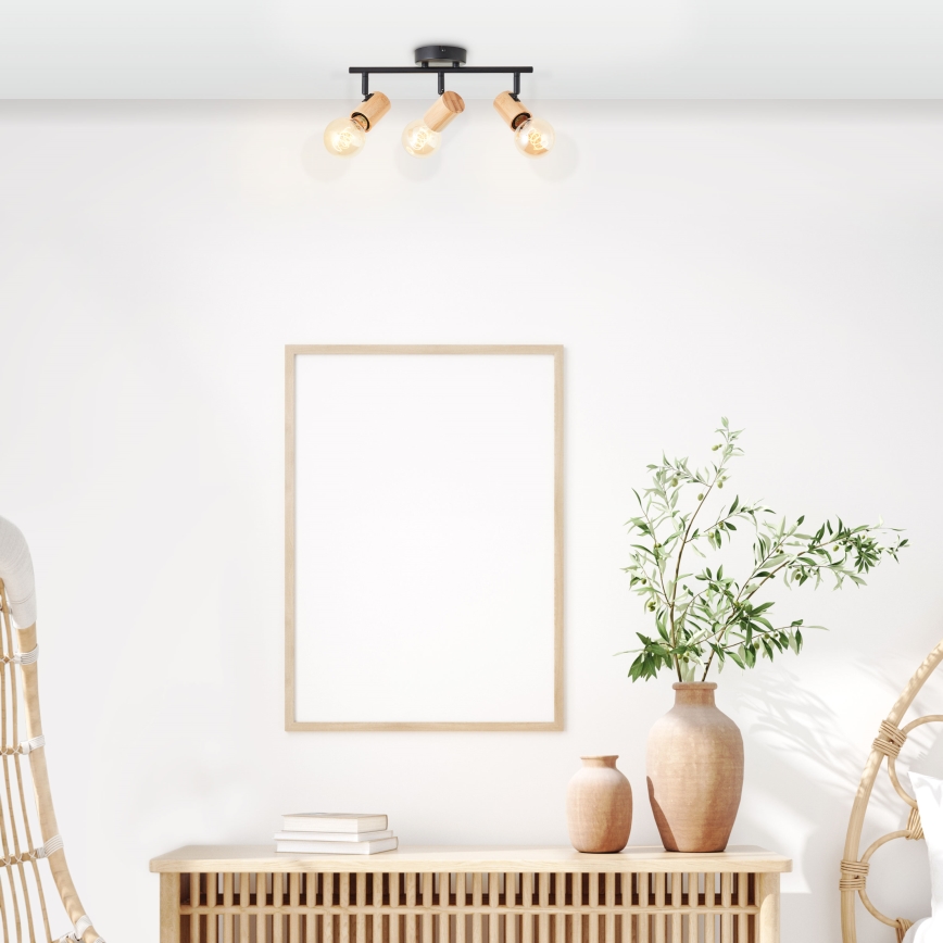 Brilliant - Spotlampe KERRY 3xE27/40W/230V sort/bambus