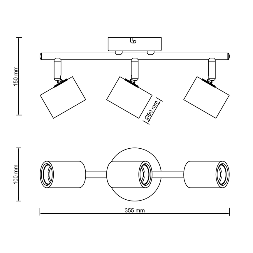 Brilliant - Spotlampe KERRY 3xE27/40W/230V sort/bambus