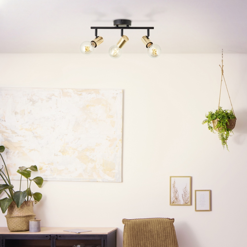 Brilliant - Spotlampe KERRY 3xE27/40W/230V sort/messing