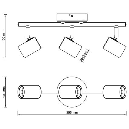 Brilliant - Spotlampe KERRY 3xE27/40W/230V sort/messing