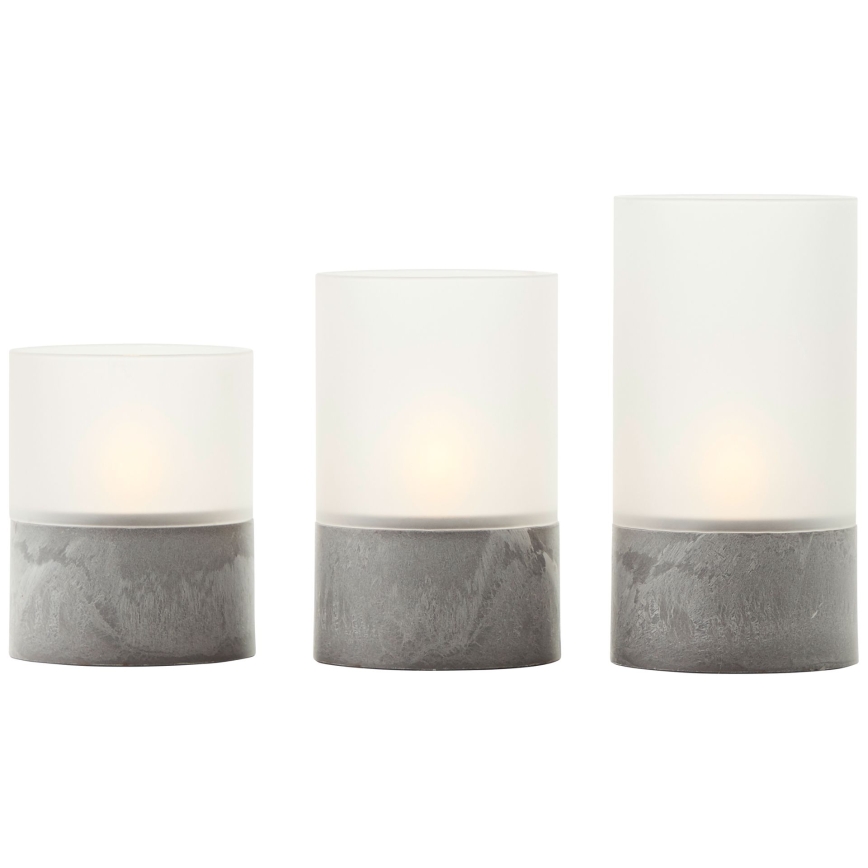 Brilliant - SÆT 3x LED-lys BOUGIE LED/2xAA IP44 grå/hvid