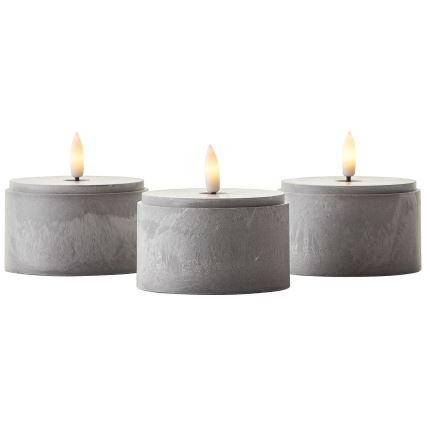 Brilliant - Sæt med 3 stk. LED-lys BOUGIE LED/2xAA IP44, grå/røgfarvet