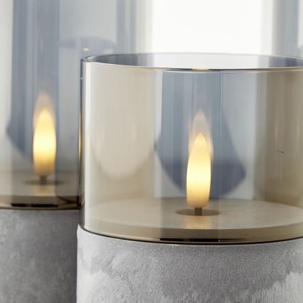 Brilliant - Sæt med 3 stk. LED-lys BOUGIE LED/2xAA IP44, grå/røgfarvet