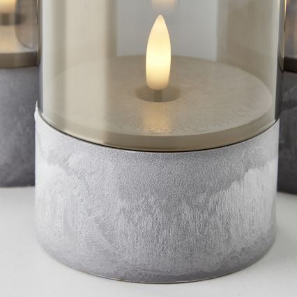 Brilliant - Sæt med 3 stk. LED-lys BOUGIE LED/2xAA IP44, grå/røgfarvet