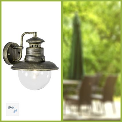Brilliant - Udendørs væglampe ARTU 1xE27/60W/230V IP44 patina/guldfarvet