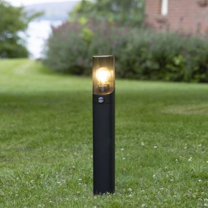 Brilliant - Udendørslampe med sensor MINOU 1xE27/10W/230V IP44 sort/røget