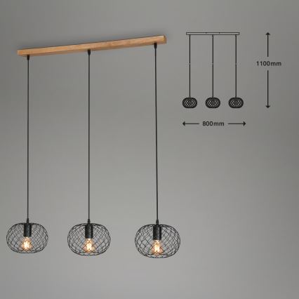 Brilo 4037-035 - Pendel med kabel WINKI 3xE27/40W/230V