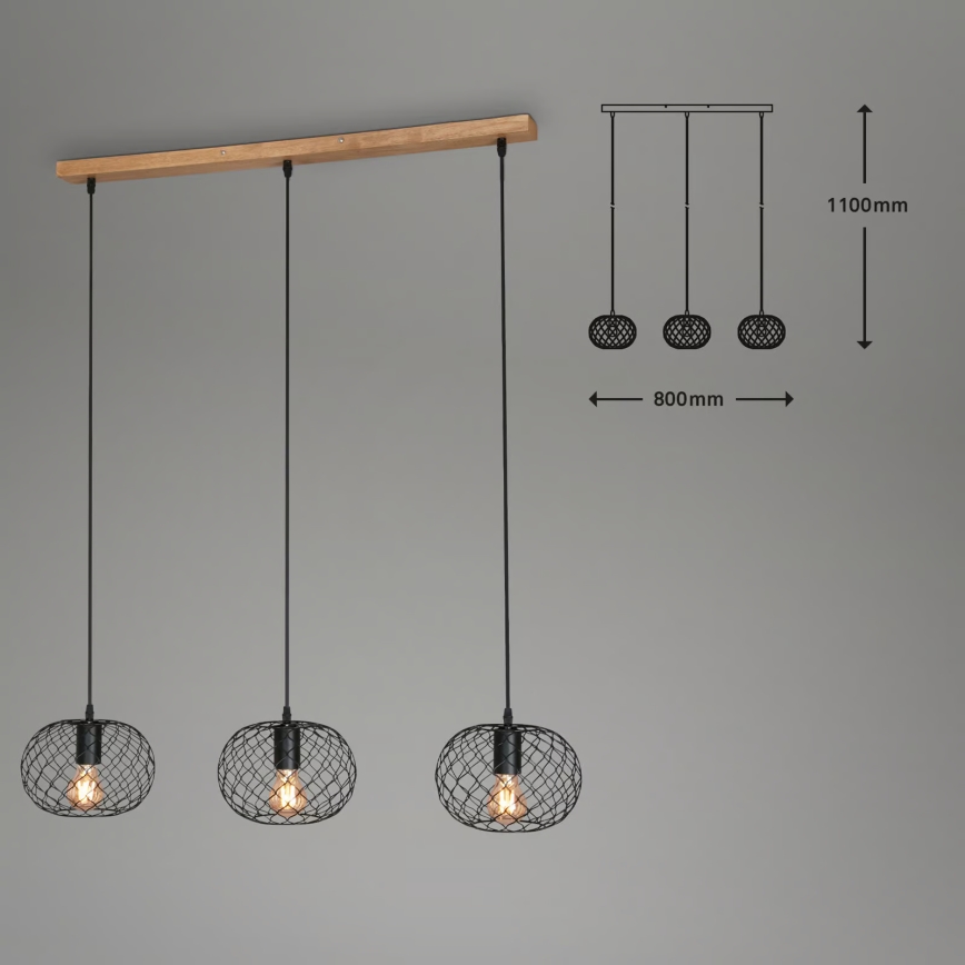 Brilo 4037-035 - Pendellampe på kabel 3xE27/40W/230V