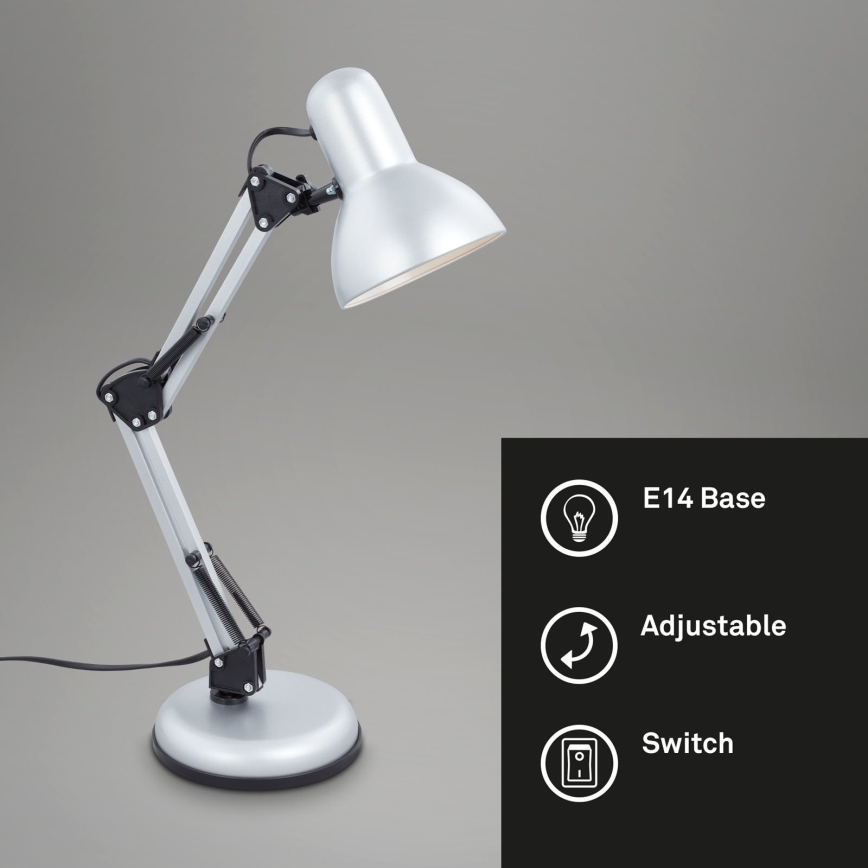 Brilo - Bordlampe PIXA 1xE14/25W/230V sølv