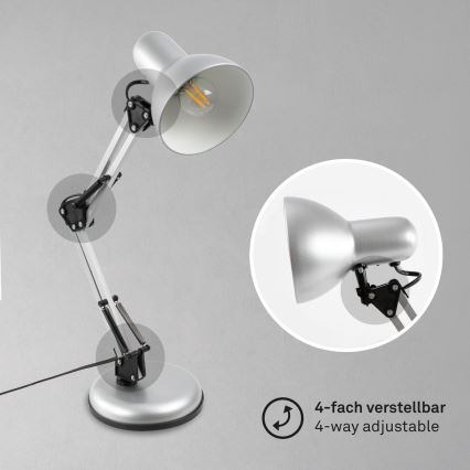 Brilo - Bordlampe PIXA 1xE14/25W/230V sølv