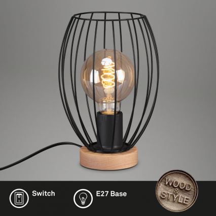 Brilo - Bordlampe WAKTU 1xE27/25W/230V gummitræ