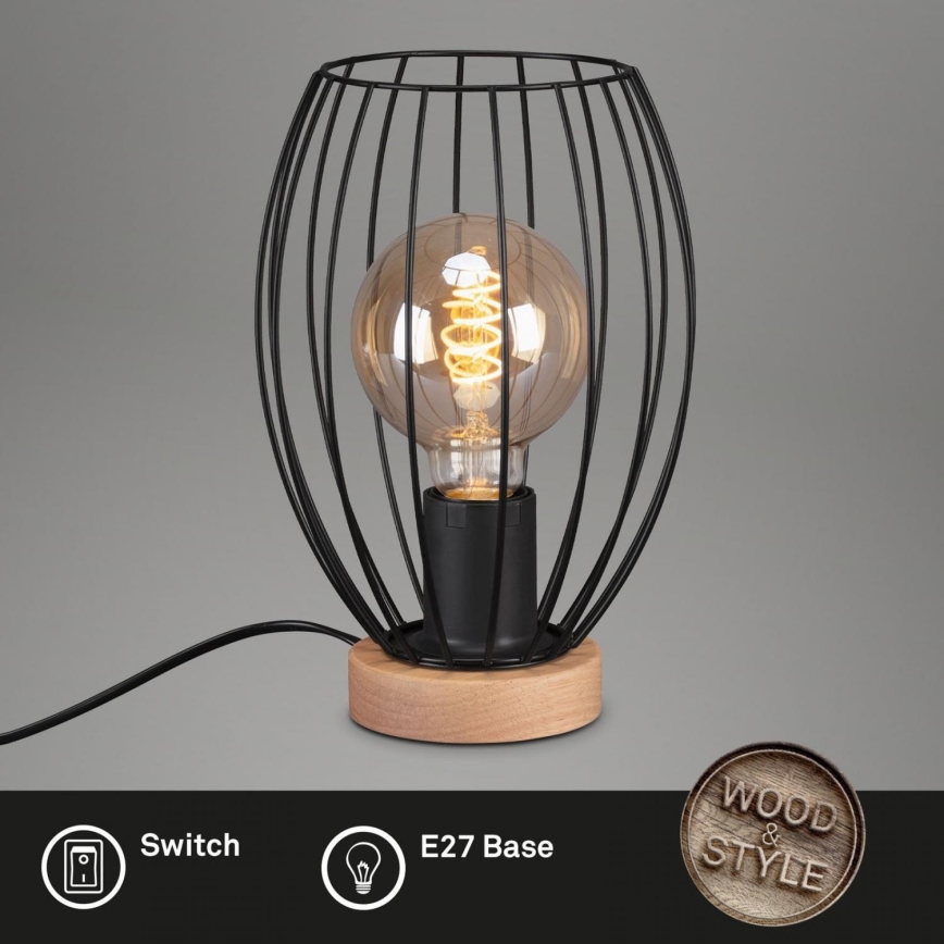 Brilo - Bordlampe WAKTU 1xE27/25W/230V gummitræ