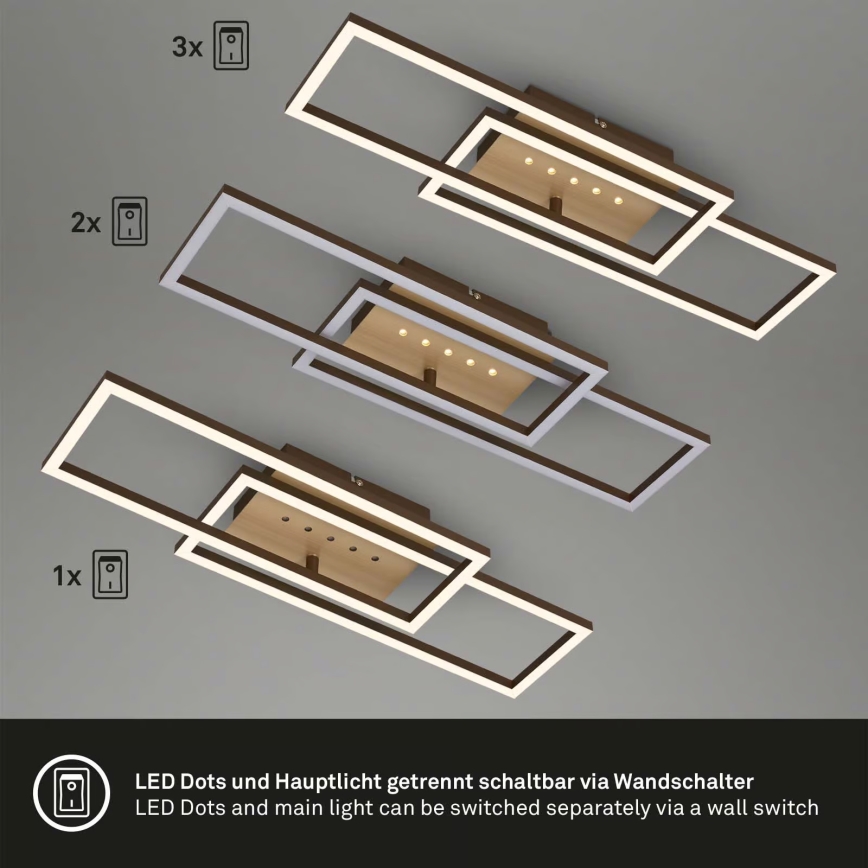 Brilo - Dæmpbar LED-loftlampe LED/30W/230V 3000K brun