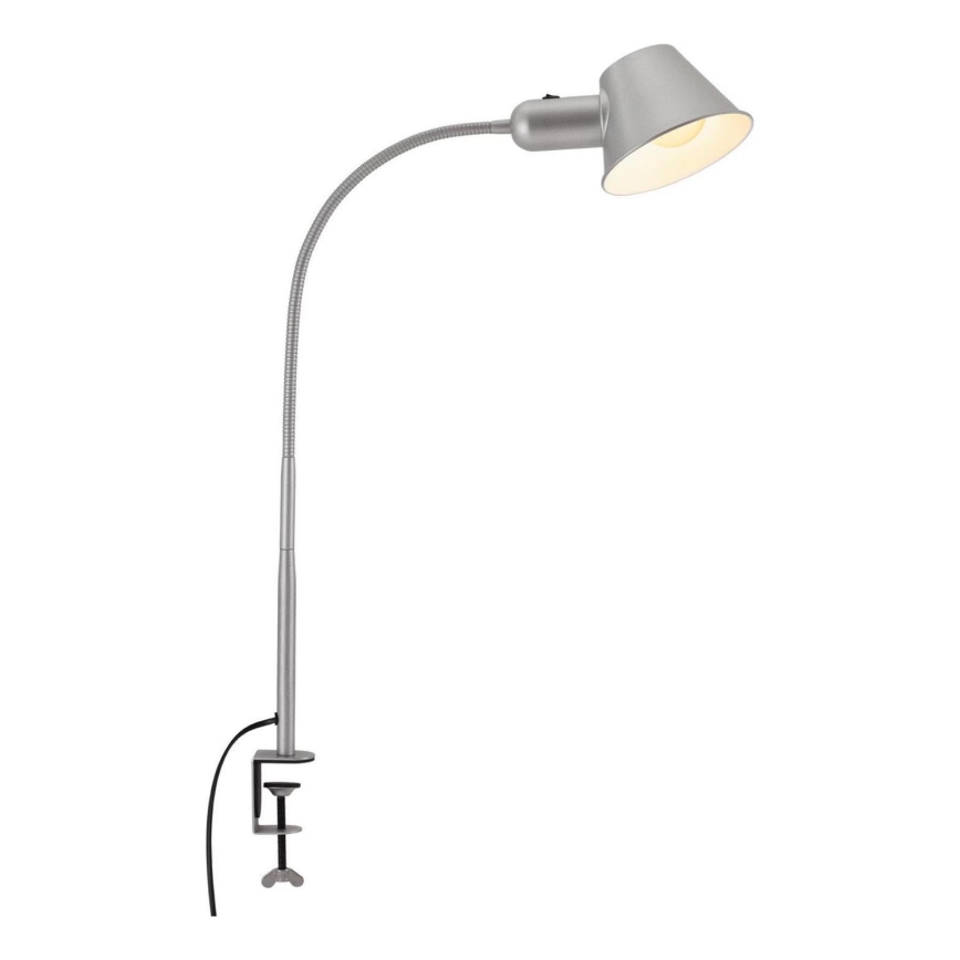Brilo - Fleksibel bordlampe med klemme 1xE27/10W/230V sølvfarvet