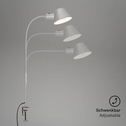 Brilo - Fleksibel bordlampe med klemme 1xE27/10W/230V sølvfarvet