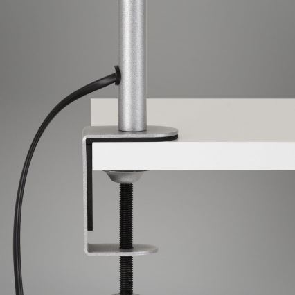 Brilo - Fleksibel bordlampe med klemme 1xE27/10W/230V sølvfarvet