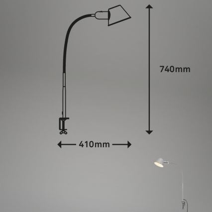 Brilo - Fleksibel bordlampe med klemme 1xE27/10W/230V sølvfarvet