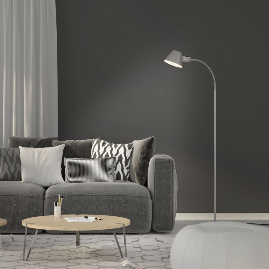 Brilo - Fleksibel gulvlampe 1xE27/10W/230V sølvfarvet