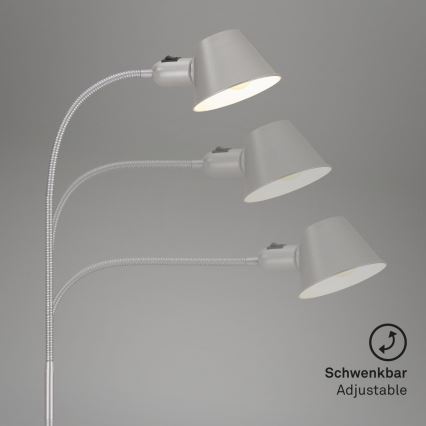 Brilo - Fleksibel gulvlampe 1xE27/10W/230V sølvfarvet