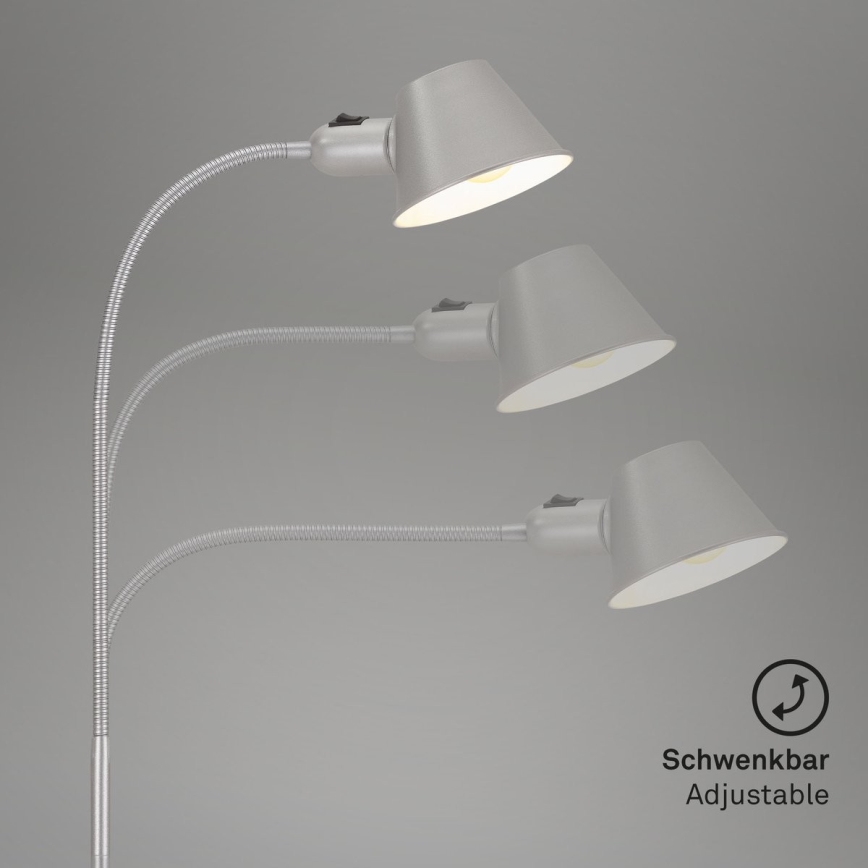 Brilo - Fleksibel gulvlampe 1xE27/10W/230V sølvfarvet