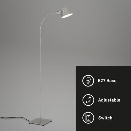 Brilo - Fleksibel gulvlampe 1xE27/10W/230V sølvfarvet