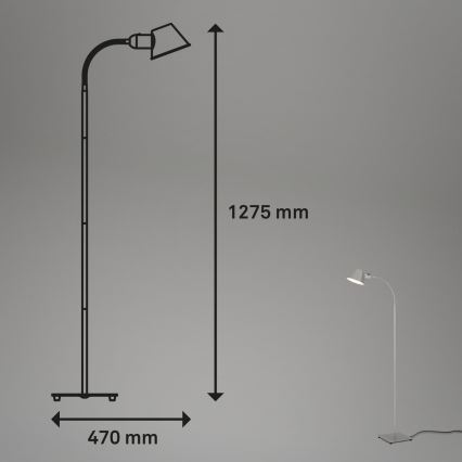 Brilo - Fleksibel gulvlampe 1xE27/10W/230V sølvfarvet