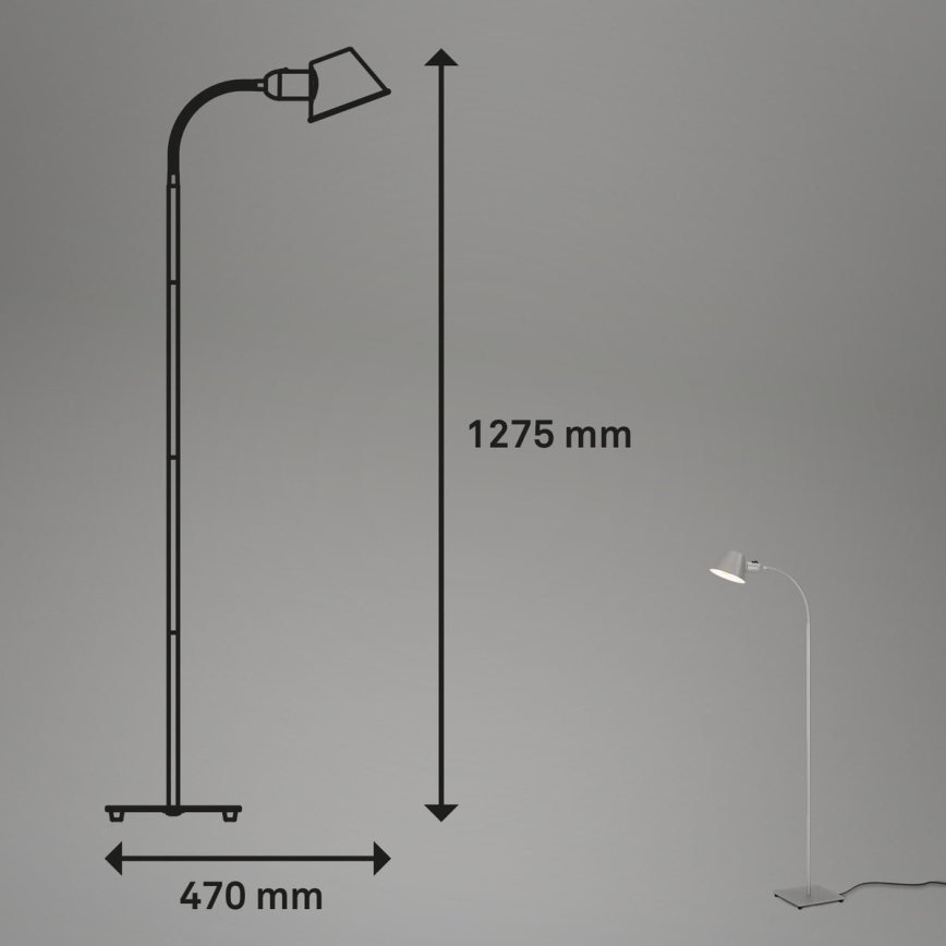 Brilo - Fleksibel gulvlampe 1xE27/10W/230V sølvfarvet