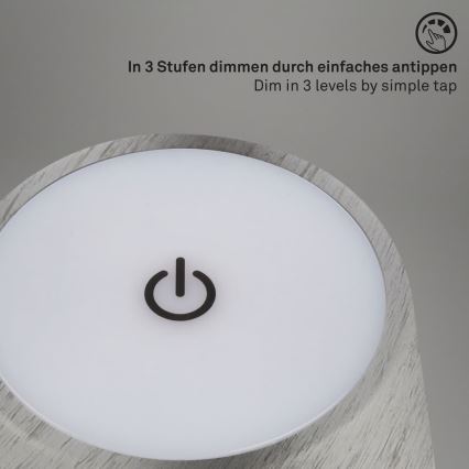 Brilo - LED dæmpbar, genopladelig, berøringsbetjent udendørs bordlampe KIKI LED/2,6W/5V IP44 2600 mAh sølvfarvet