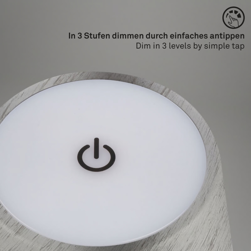 Brilo - LED dæmpbar, genopladelig, berøringsbetjent udendørs bordlampe KIKI LED/2,6W/5V IP44 2600 mAh sølvfarvet