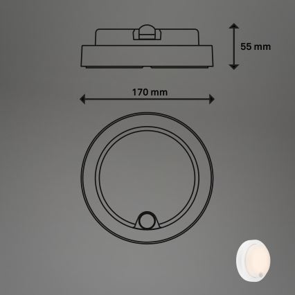 Brilo - Genopladelig LED-væglampe til udendørs brug med sensor, 4 W/5 V, 4400 mAh, IP44, hvid