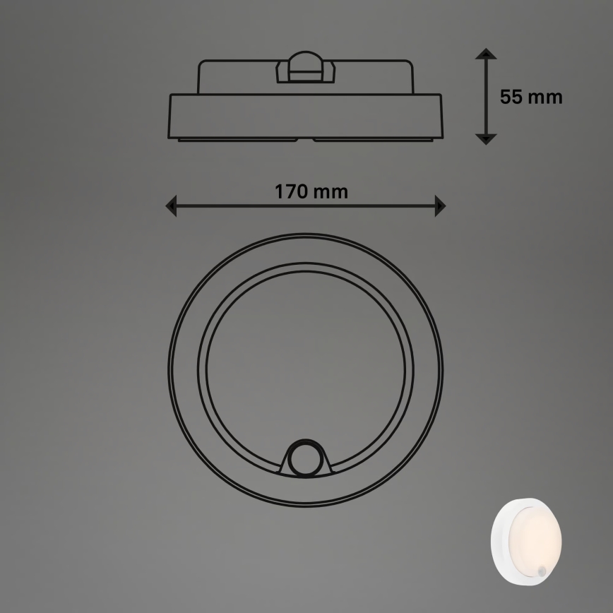 Brilo - Genopladelig LED-væglampe til udendørs brug med sensor, 4 W/5 V, 4400 mAh, IP44, hvid