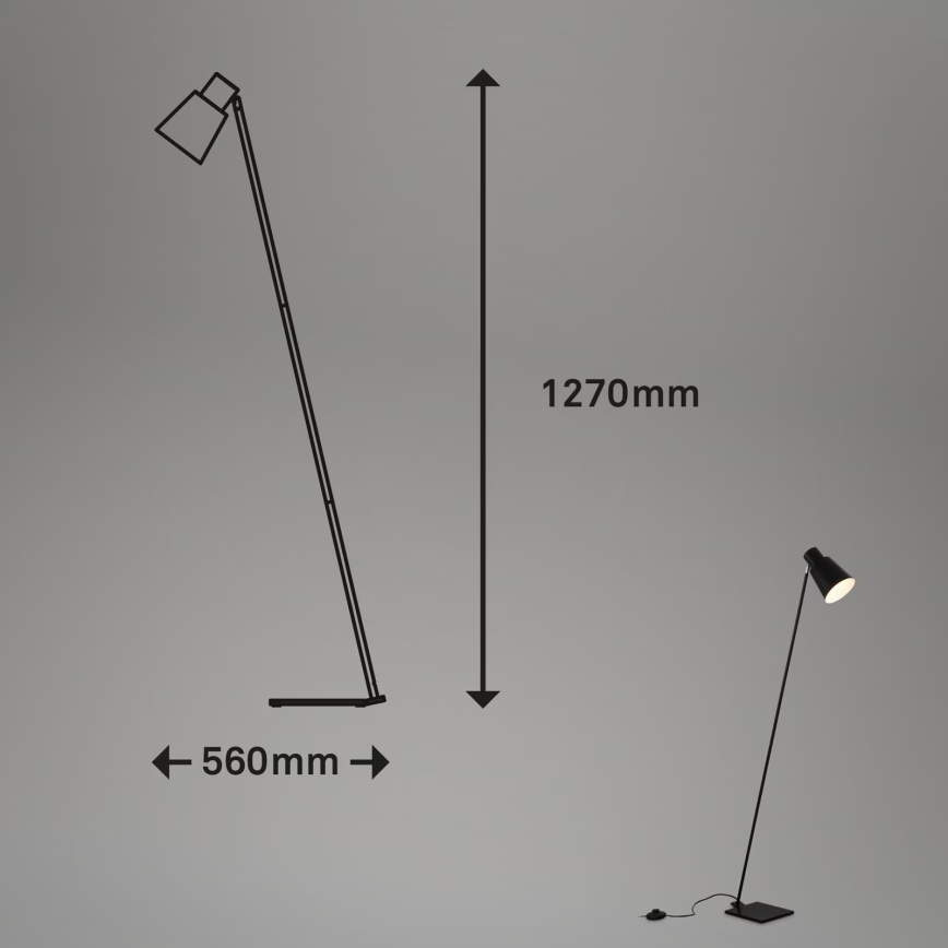 Brilo - Gulvlampe 1xE27/10W/230V sort