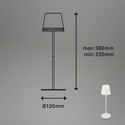 Brilo - LED dæmpbar genopladelig berøringsbetjent udendørs bordlampe KIKI LED/2,6W/5V IP44 2600 mAh hvid
