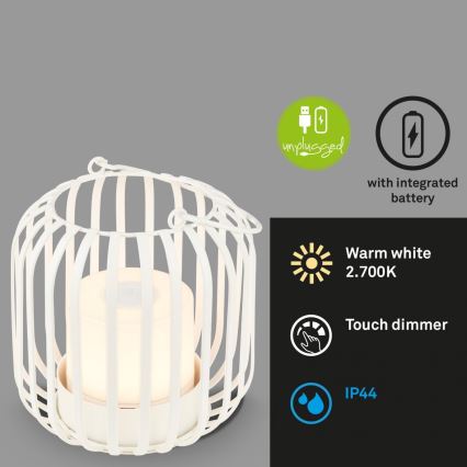 Brilo - LED Dæmpbar rechargeable udendørs bordlampe LED/2W/5V IP44 hvid