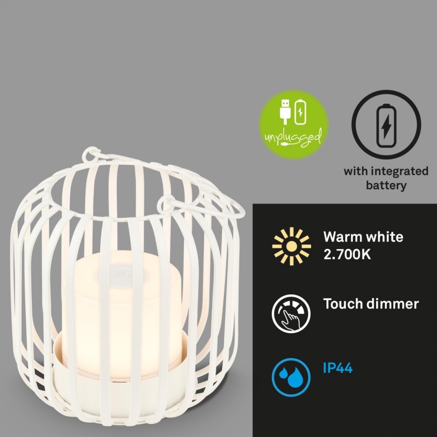 Brilo - LED Dæmpbar rechargeable udendørs bordlampe LED/2W/5V IP44 hvid