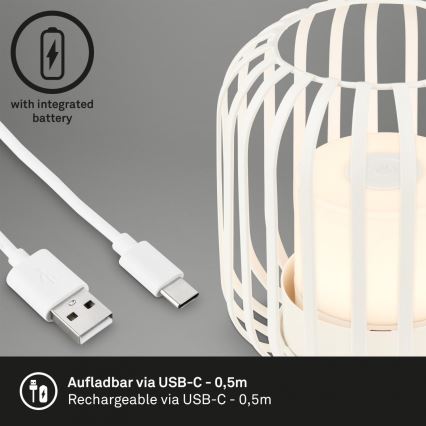 Brilo - LED Dæmpbar rechargeable udendørs bordlampe LED/2W/5V IP44 hvid