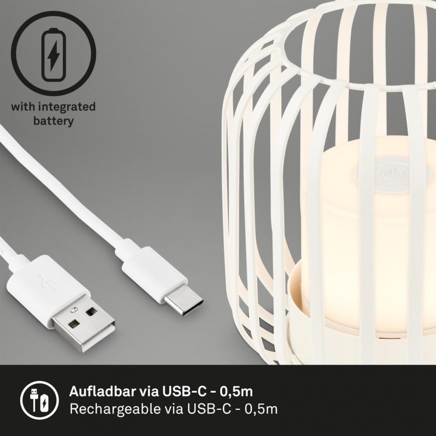 Brilo - LED Dæmpbar rechargeable udendørs bordlampe LED/2W/5V IP44 hvid