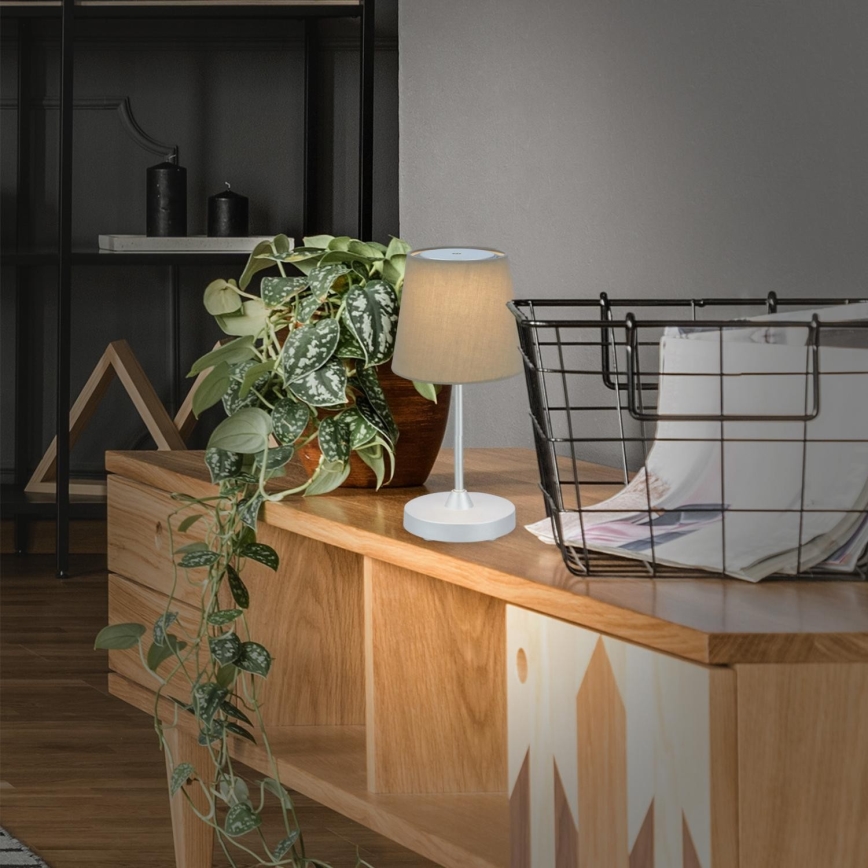 Brilo - LED Dæmpbar genopladelig udendørs bordlampe LED/3W/5V IP44 sølvfarvet/beige