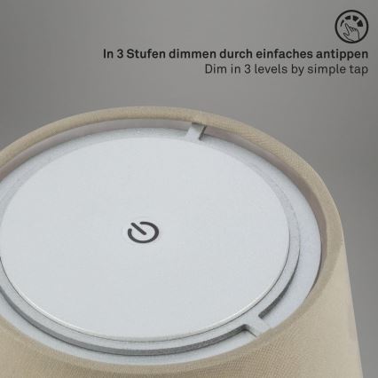 Brilo - LED Dæmpbar genopladelig udendørs bordlampe LED/3W/5V IP44 sølvfarvet/beige
