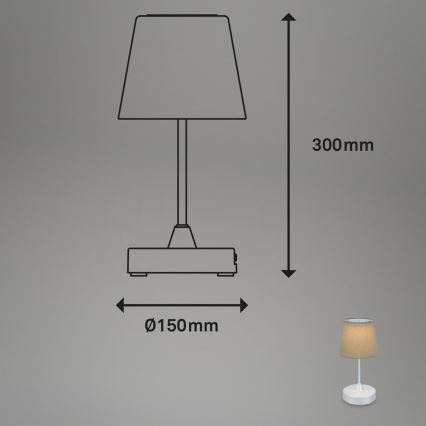 Brilo - LED Dæmpbar genopladelig udendørs bordlampe LED/3W/5V IP44 sølvfarvet/beige