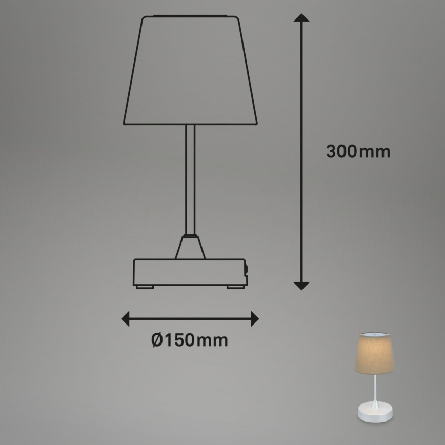 Brilo - LED Dæmpbar genopladelig udendørs bordlampe LED/3W/5V IP44 sølvfarvet/beige