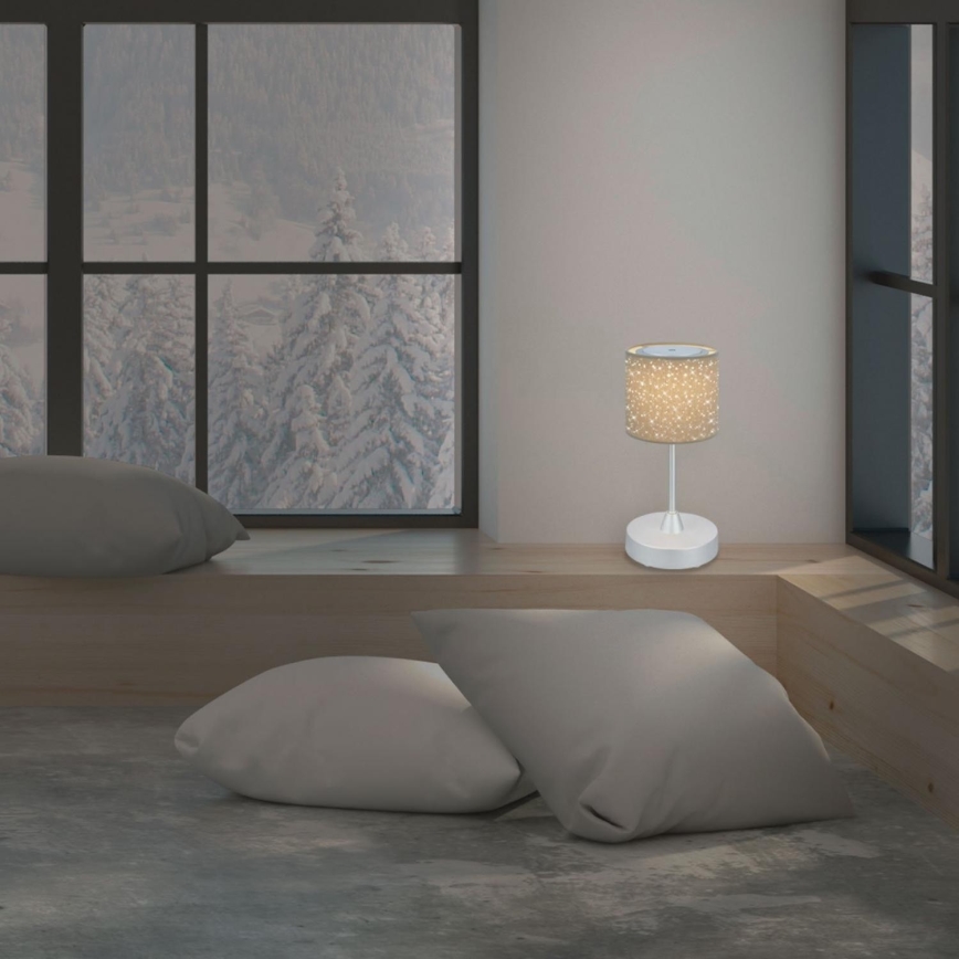 Brilo - Udendørs LED bordlampe dæmpbar og genopladelig LOLE LED/3W/5V 2000mAh IP44 sølvfarvet/beige