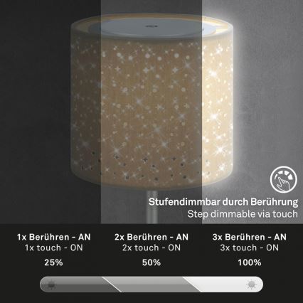 Brilo - Udendørs LED bordlampe dæmpbar og genopladelig LOLE LED/3W/5V 2000mAh IP44 sølvfarvet/beige